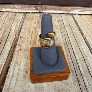 Oneida Spoon Ring Size 8.5 Gold Tone Vintage Floral Bypass Wrap Repurposed